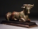 Greek Classical bronze recumbent bull.