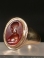 Roman athlete bust Carnelian intaglio. Set in modern 18K gold ring.