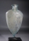 Roman light blue amphora with two handles and pointed base.