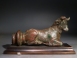 Greek Classical bronze recumbent bull.