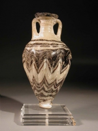 Eastern Mediterranean core-formed white and purple glass amphoriskos