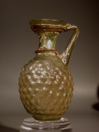 Roman molded light green ???Grape?? flask with one handle
