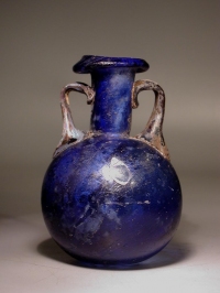 Roman cobalt blue glass aryballos