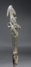 Phoenician bronze Falcon Horus harpoon pendant.