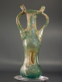 Roman bluish-green glass kuttrolf.