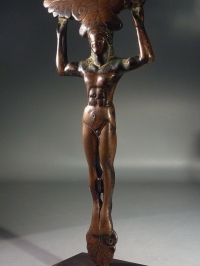 Greek Late Archaic bronze Kouros ??? Patera handle.