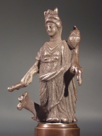 Roman silver figurine of Tyche-Fortuna.